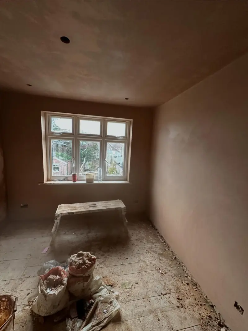 One of several rooms re-skimmed in a Hornchurch house, with a new window reveal